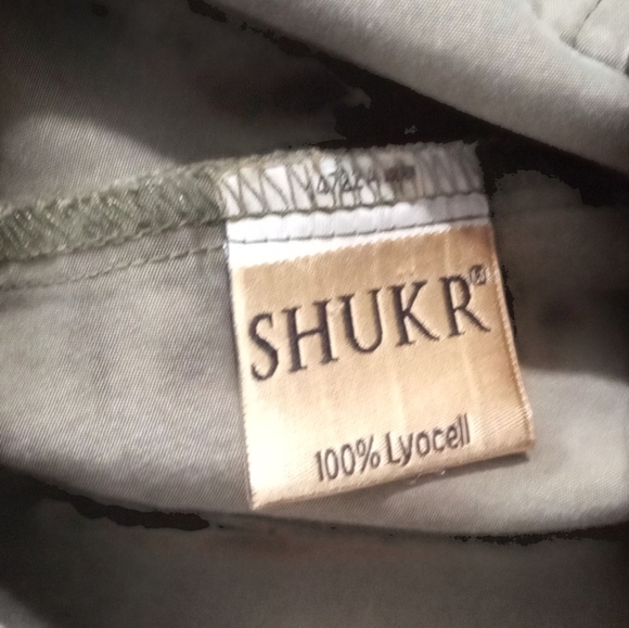 Shukr Olive Green Lyocell Maxi Dress Long Sleeve Modest Pocket V-Neck Medium - Picture 6 of 7